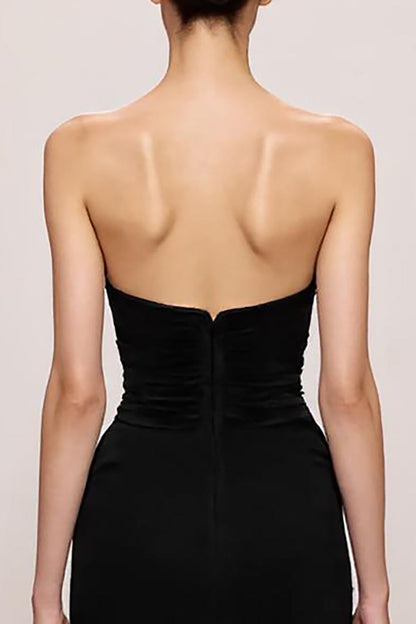 Black Velvet Mermaid Sweetheart Evening Dress