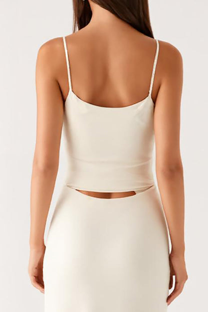 Elegant Sheath Ivory Spaghetti Straps Evening Dress