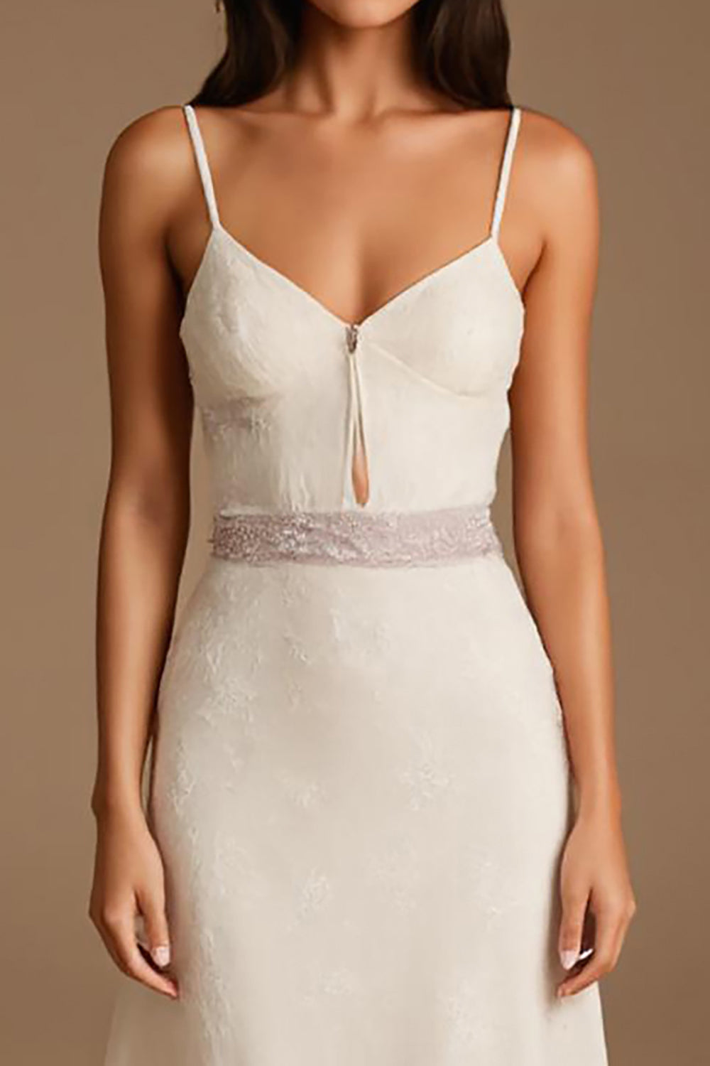 Ivory Spaghetti Straps A Line Formal Dress