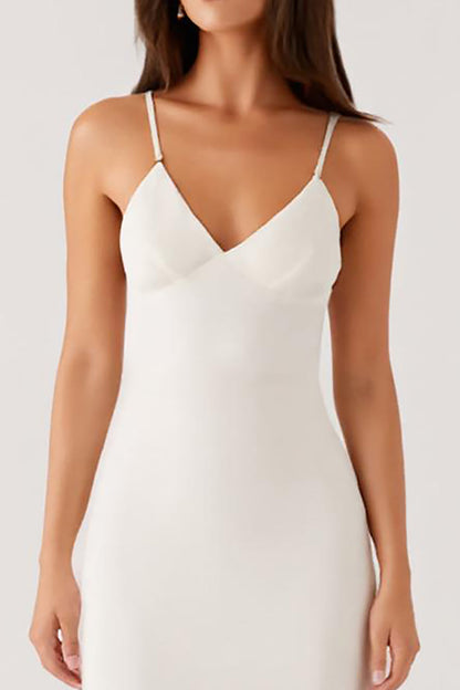Sheath Ivory Spaghetti Straps Long Evening Dress