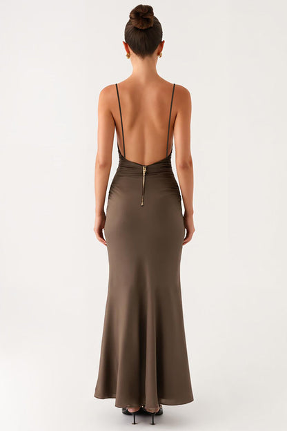 Mermaid Grey Spaghetti Straps Formal Dress