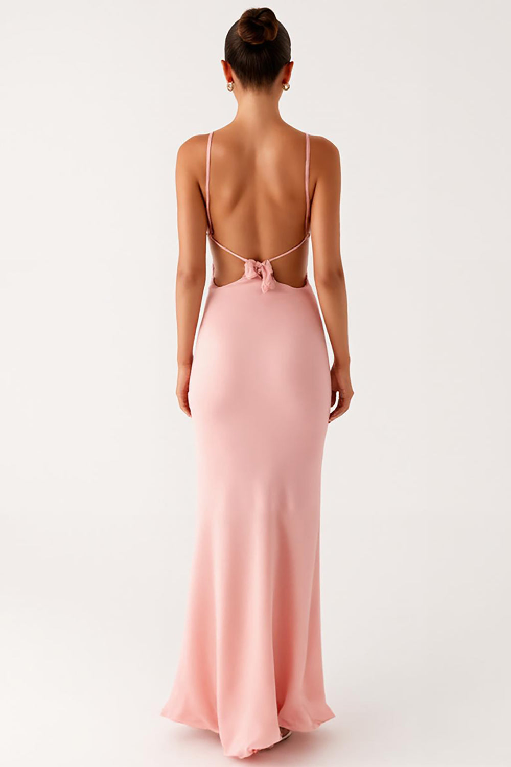 Pink Sheath Spaghetti Straps Chiffon Formal Dress