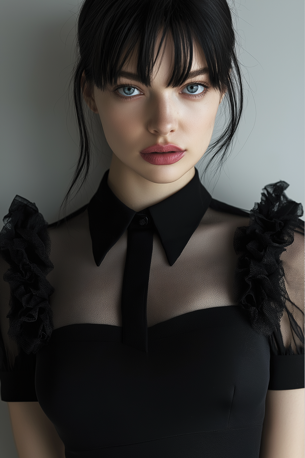 Black High Neck A Line Tulle Cocktail Dress