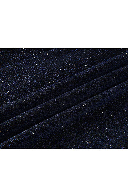 Sparkly Navy Sequin Shawl Lapel 2 Pieces Slim Fit Men's Prom Suits