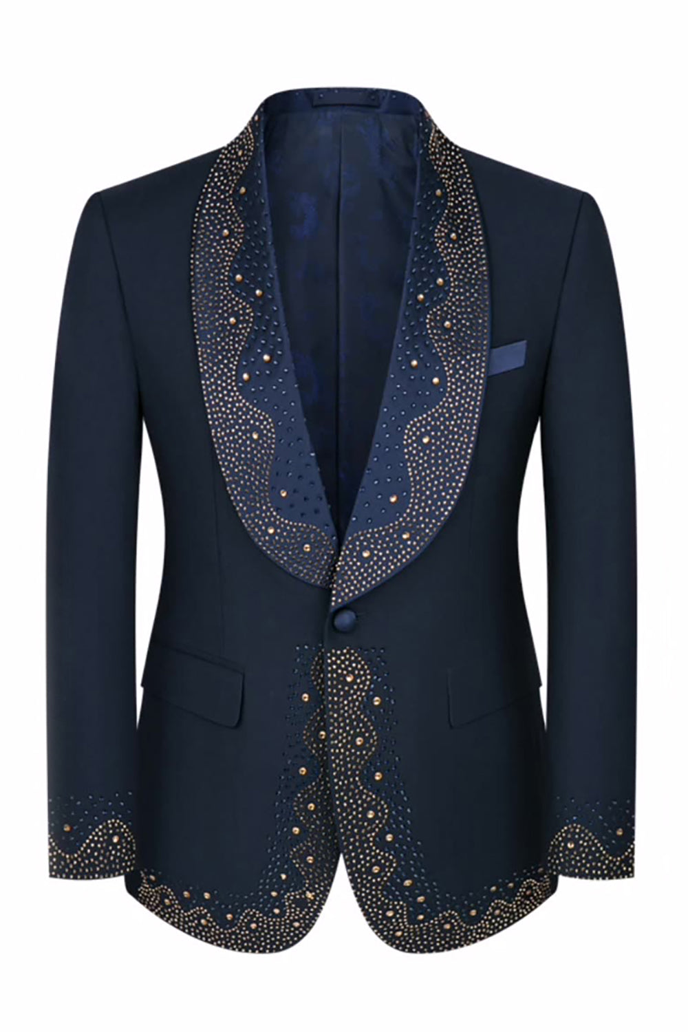 Men's White Beaded Shawl Lapel Single Breasted 3 Pieces Suits