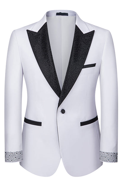 Men's Black Peaked Lapel Beaded 3 Pieces Wedding Suits