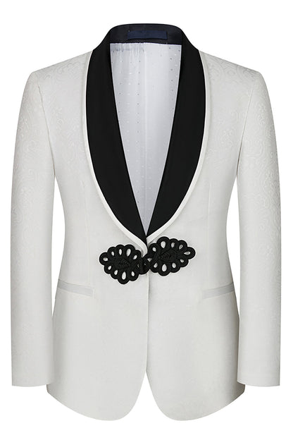 Jacquard Black Shawl Lapel 3 Pieces Prom Suits