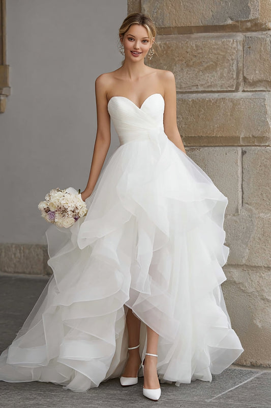 Princess Ivory Sweetheart Ball Gown Wedding Dress with Ruffles