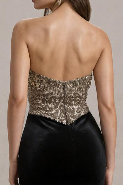 Strapless Bodycon Black Tie Dress