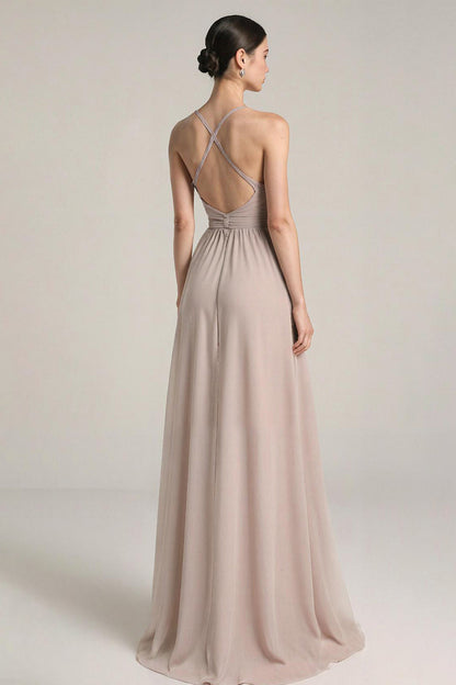 Light Pink Satin Sheath Spaghetti Straps Long Prom Dress