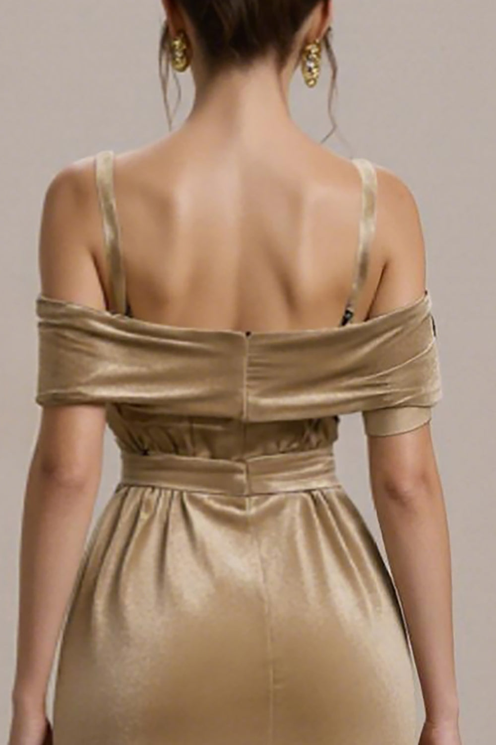 Terracotta A Line Cold Shoulder Long Black Tie Dress with Bow