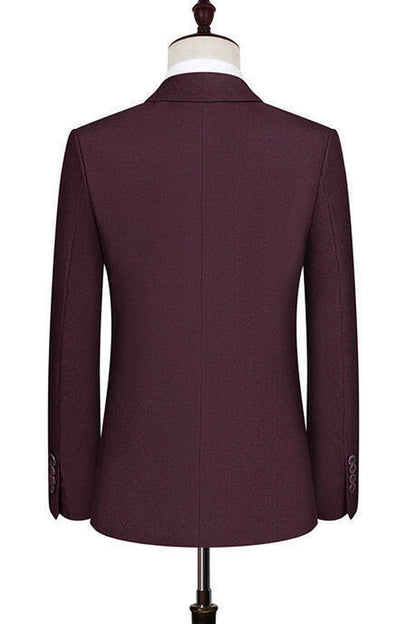 Dark Red Notched Lapel 2-piece Men Suits