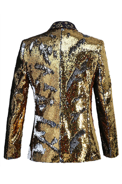 Sparkly Shawl Lapel Purple And Blue Men's Prom Blazer With Sequins