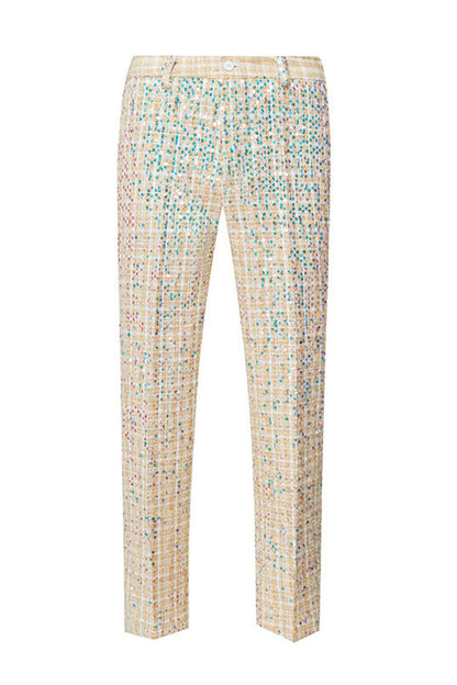 Sparkly Champagne Notched Lapel 2 Piece Men's Prom Suits with Sequins