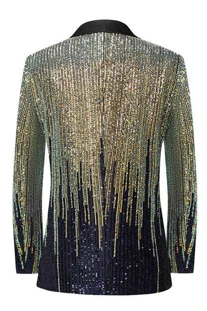 Men's Black Notched Lapel Single Breasted Prom Blazer with Sequins