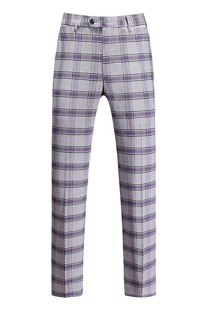 Grayish Purple Striped 3 Pieces Notched Lapel Men's Prom Suits