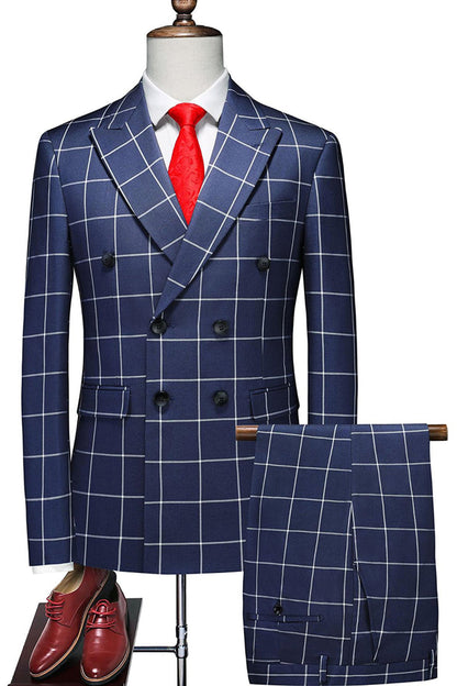 Pink Striped 2 Pieces Peaked lapel Men's Prom Suits