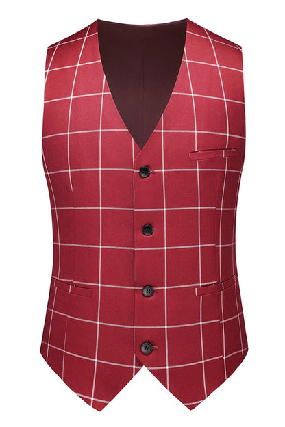 Red Striped Peaked lapel 3 Pieces Men's Prom Suits