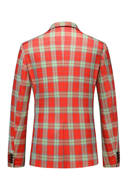 Red Vintage Notched Lapel Striped Prom Blazer