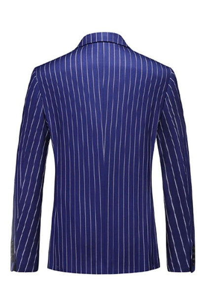 Blue Peak Lapel Striped 2-piece Men Suits
