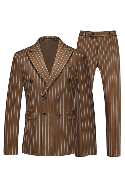 Blue Peak Lapel Striped 2-piece Men Suits