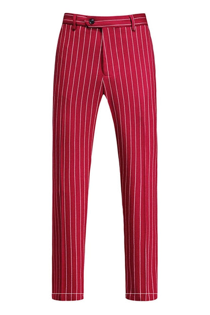 Red Striped Peak Lapel 3-Piece Men Suits