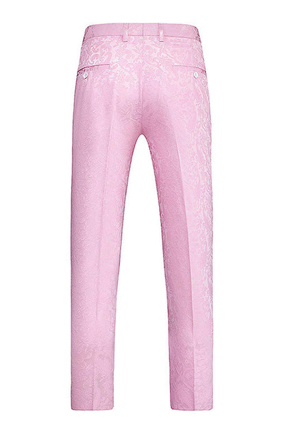 Pink Print Peak Lapel 3-Piece Men Prom Suits