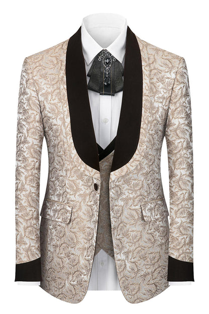 Black Shawl Lapel One Button 3-Piece Men Suits