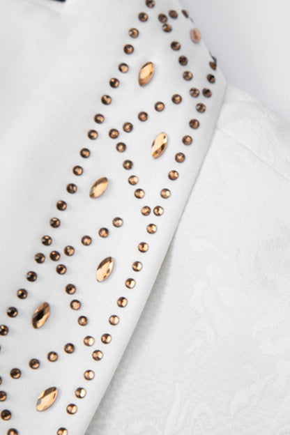 White Shawl Lapel 2-piece Men Suits with Beading