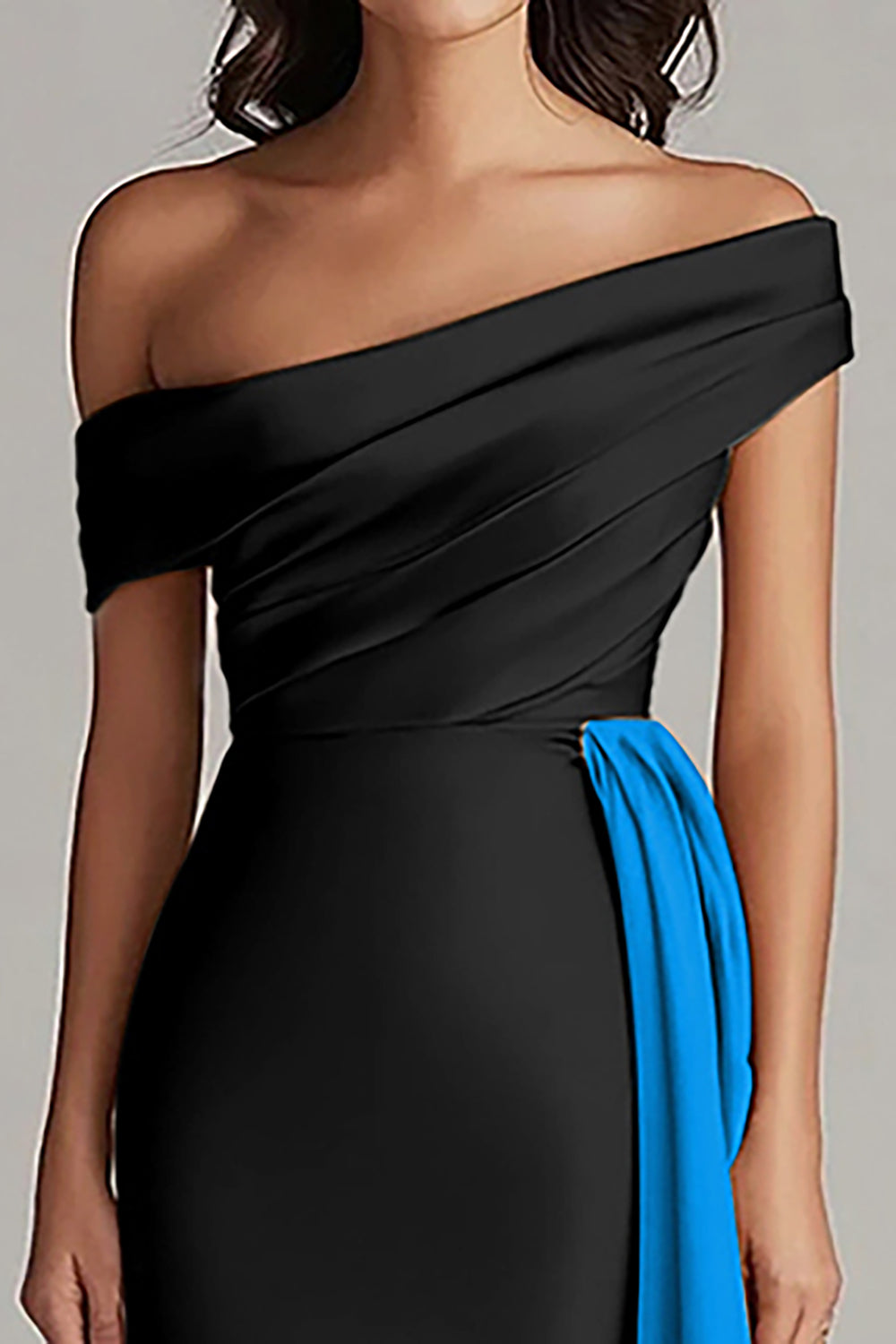 Off The Shoulder Black and White A-Line Formal Dress
