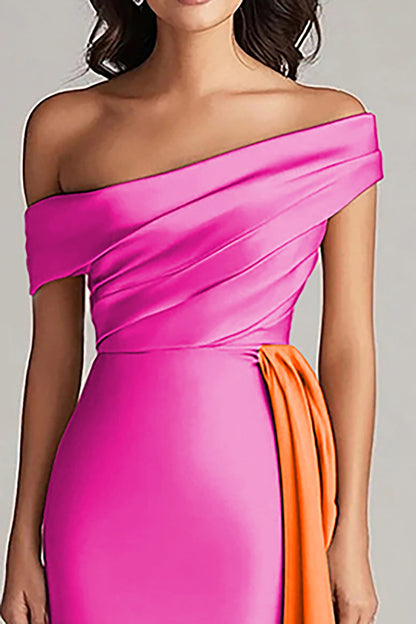 Off The Shoulder Black and White A-Line Formal Dress