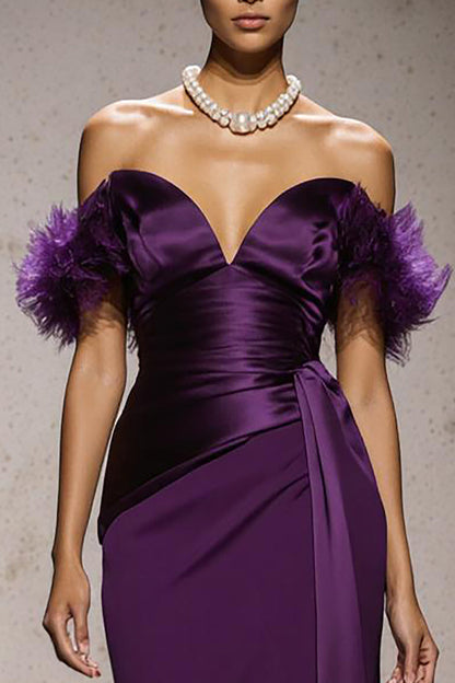 Purple Off The Shoulder Mermaid Long Pageant Dress