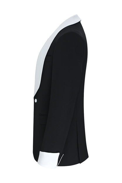 Black 2 Piece Shawl Lapel One Button Men's Suits