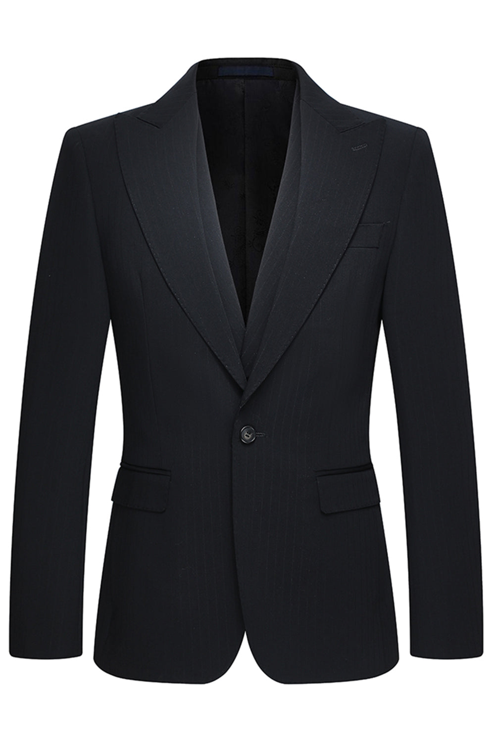 Peak Lapel 3 Piece One Button Slim Fit Black Men's Wedding Suits