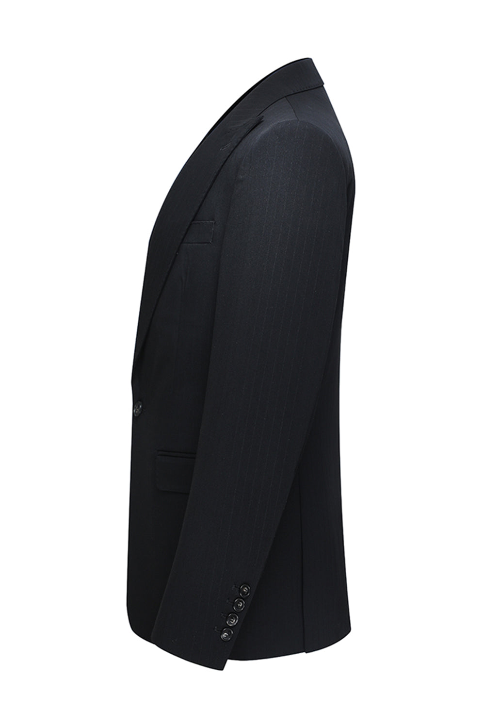 Peak Lapel 3 Piece One Button Slim Fit Black Men's Wedding Suits