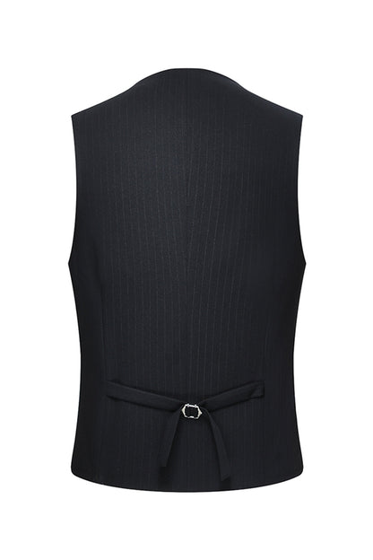 Peak Lapel 3 Piece One Button Slim Fit Black Men's Wedding Suits