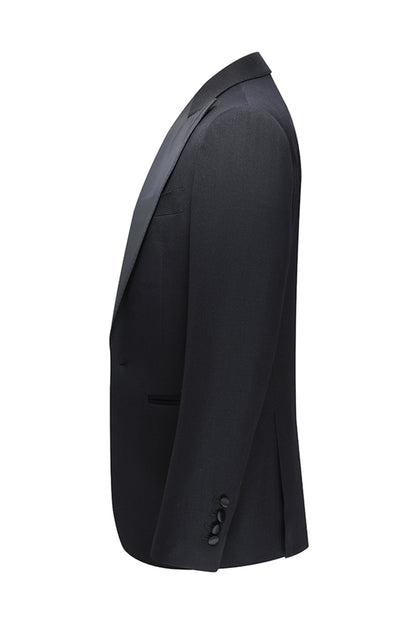 Black 3 Piece Peak Lapel Slim Fit Men's Wedding Suits