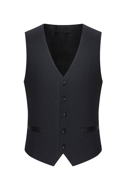 Black 3 Piece Peak Lapel Slim Fit Men's Wedding Suits
