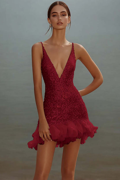 Bodycon Sequins White Short Graduation Dress