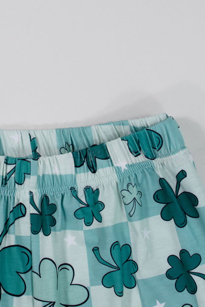 Light Blue Printed Short Sleeve Matching Family Pajamas
