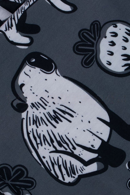 Dark Grey Animal Printed Short Sleeve Matching Family Pajamas