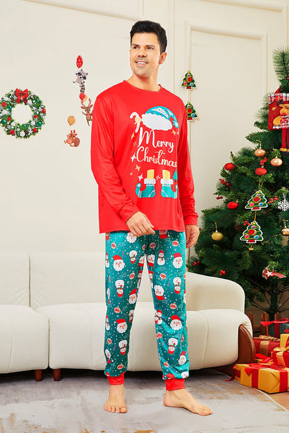 Red Merry Christmas Santa Print Family Matching Pajamas